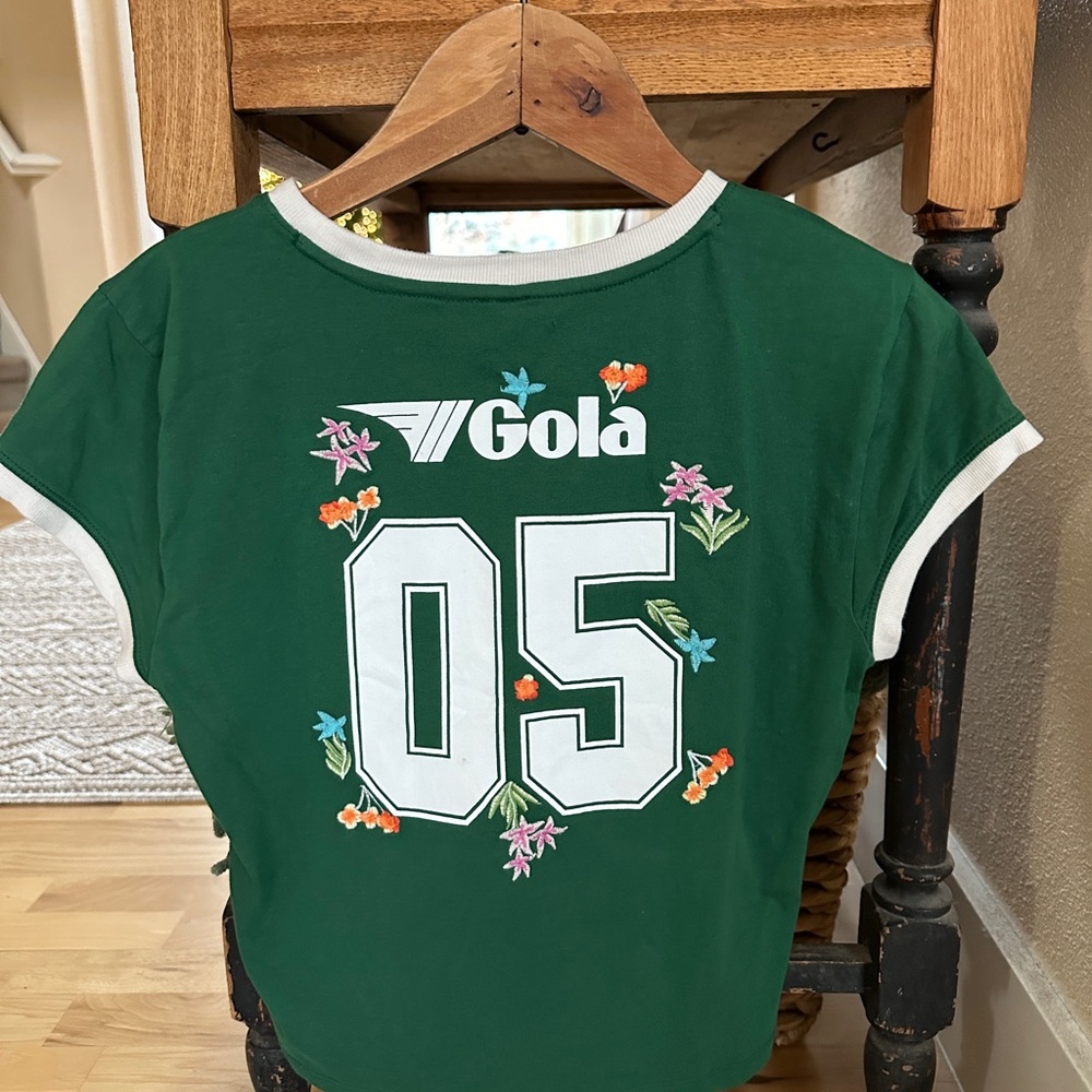 Gola Sporty Green and White Cropped Tee